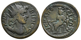 PHRYGIA. Hierapolis. Pseudo-autonomous. Time of the Antonines (138-192). Ae.
Obv: ΛAIPBHNOC.
Turreted and draped bust of Apollo Lairbenos right.
Rev: ...