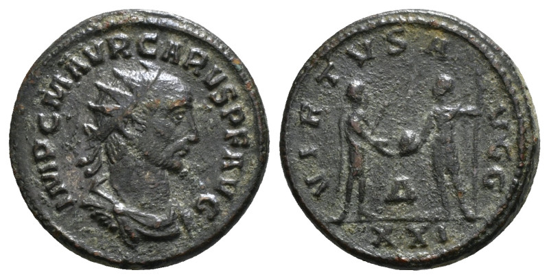 CARUS (282-283). Antoninianus. Siscia.
Obv: IMP C M AVR CARVS P F AVG.
Radiate, ...