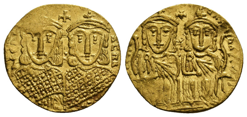 CONSTANTINE VI with LEO III, CONSTANTINE V and LEO IV (780-797 BC). GOLD Solidus...