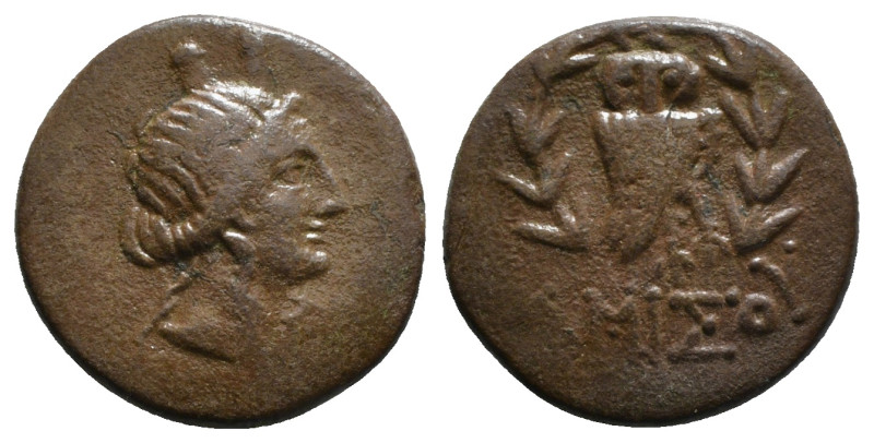 PONTOS. Amisos. Time of Mithradates VI Eupator (Circa 85-65 BC). Ae.
Obv: Head o...