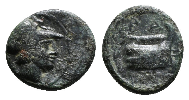 KINGS OF MACEDON. Demetrios I Poliorketes (306-283 BC). Ae. Salamis.
Obv: Helmet...