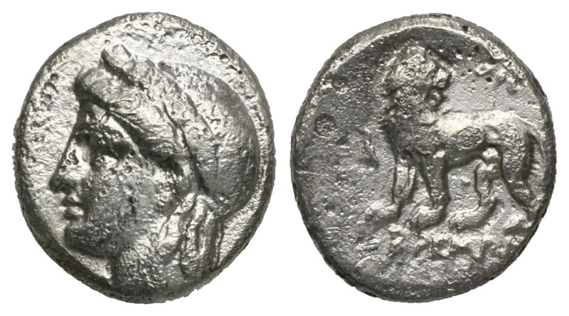 IONIA. Miletos. (Circa 360-325 BC)
AR Drachm (3.42 g - 14.77 mm)
Obv: Laureate...