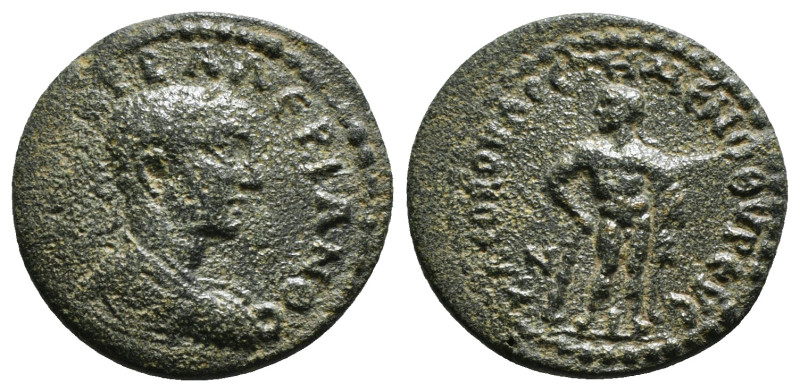 PHRYGIA. Temenothyrae. Valerian II (Caesar, 256-258). Ae. Kleoboulos, magistrate...