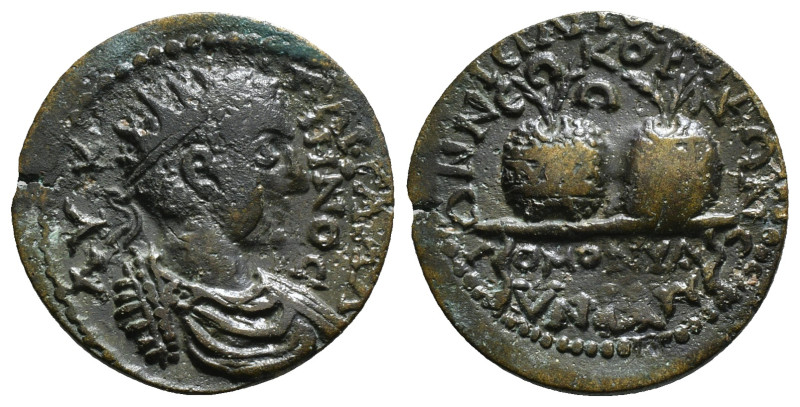 PHRYGIA. Hierapolis. Gallienus (253-268). Ae.
Obv: AV K Π ΛΙ ΓΑΛΛΙΗNOC.
Diademed...