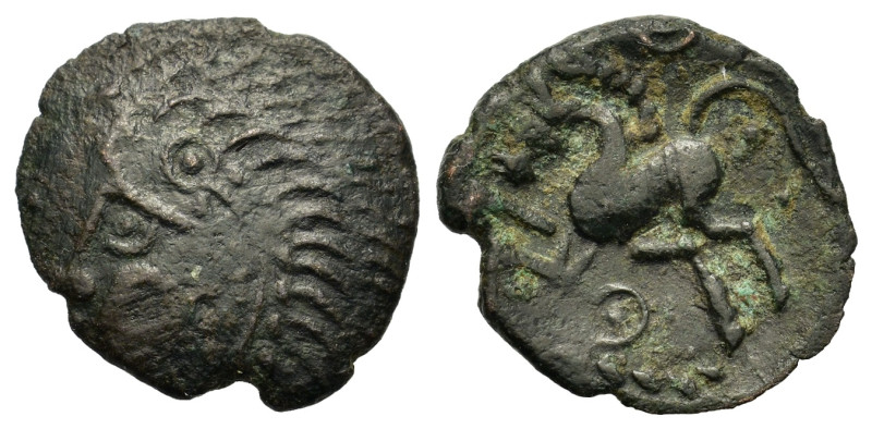 Central Gaul. Bituriges Cubi. Circa 80-50 BC. Æ (16mm, 1.7g). Abudos. Celticized...