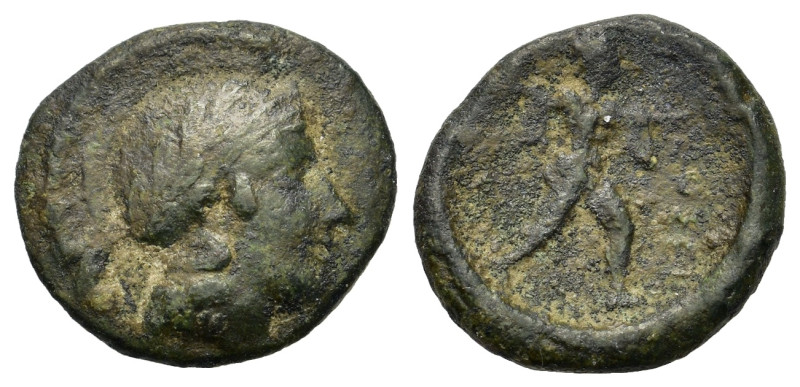 Italy. Northern Lucania. Paestum, c. 420-390 BC. Æ (16mm, 2.5g). Helmeted head o...