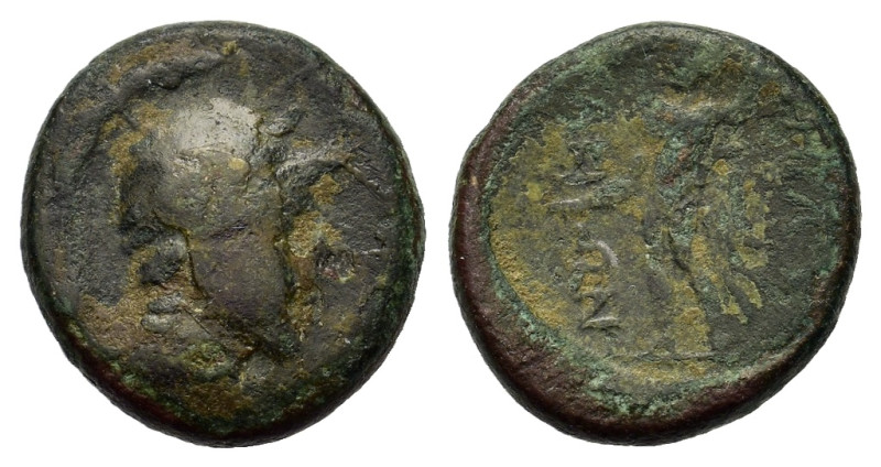 Italy. Lucania. Herakleia, c. 3rd-1st centuries BC. Æ (12,6mm, 1.9g). Helmeted h...