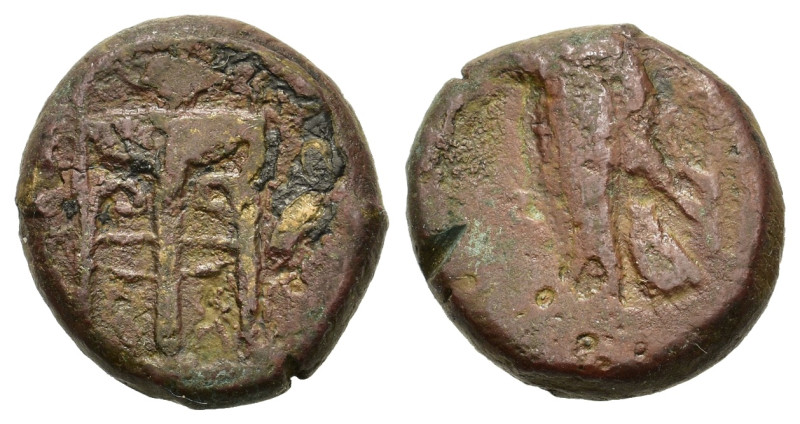 Italy. Bruttium. Kroton, c. 375-325 BC. Æ (13,5mm, 3.4g). Eagle standing r., hea...