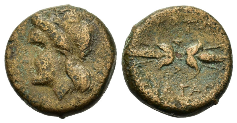 Italy. Bruttium, Kroton, c. 300-250 BC. Æ (16mm, 2.20g). Head of river-god l. R/...
