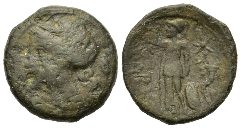 Italy. Brittium, Lokroi Epizephyrioi, c. 218-215 BC. Æ Third Unit (19mm, 5.2g). ...