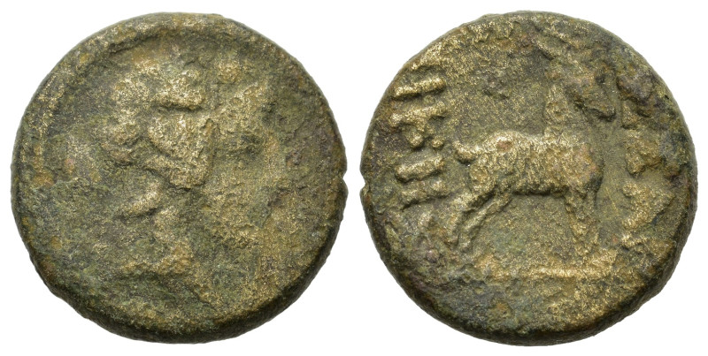 Macedon, Thessalonica, c. 2nd-1st century BC. Æ (19mm, 6.2g). Head of Dionysos r...