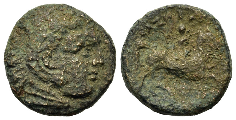 Kings of Macedon. Kassander (305-298 BC). Æ (19mm, 5.2g). Head of Herakles right...