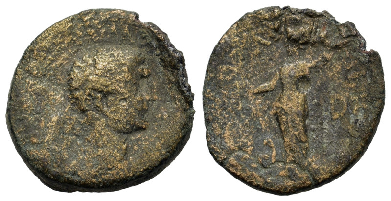 Augustus (27 BC-AD 14). Uncertain. Æ (20mm, 5.9g). Bare head r. R/ Athena(?) sta...