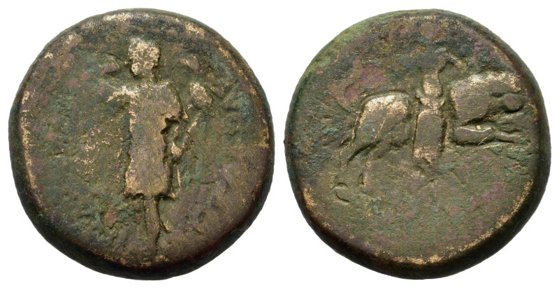 Uncertain. Macedon, Amphipolis. Æ (21mm, 10.7g). Emperor in military dress, stan...