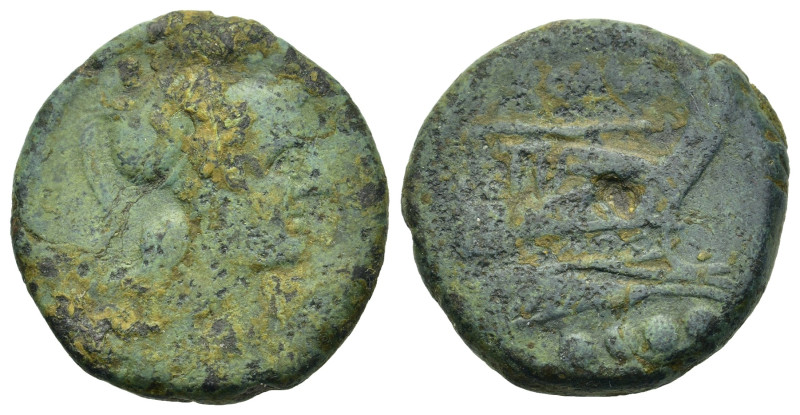 Anonymous, Rome, after 211 BC. Æ Triens (25mm, 14.3g). Helmeted head of Minerva ...