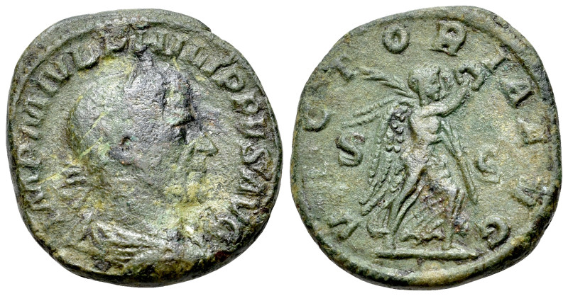 Philip I (244-249). Æ Sestertius (30mm, 18.48g). Rome, AD 244. Laureate, draped ...