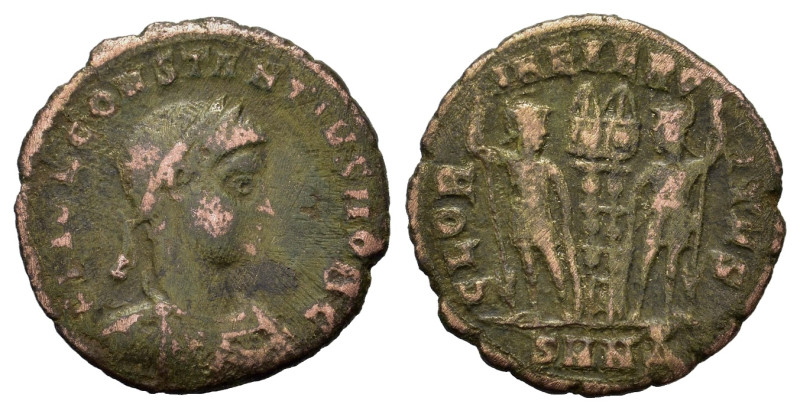 Constantius II (Caesar, 324-337). Æ Follis (17mm, 1.8g). Nicomedia. Laureate, dr...