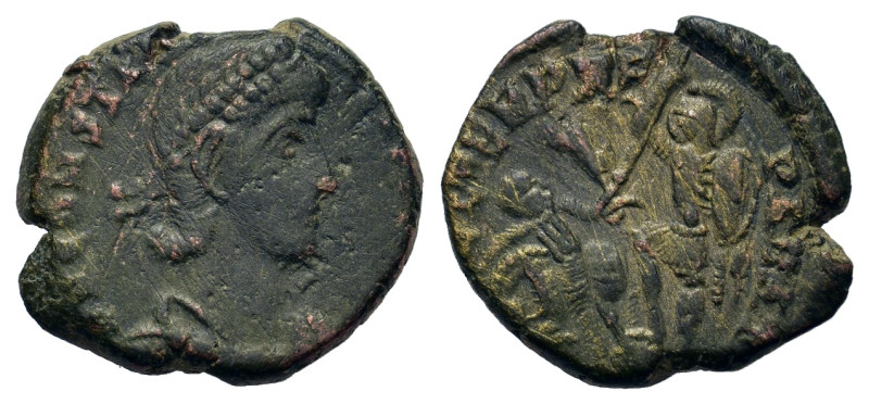 Constantius II (337-361). Æ Follis (16mm, 2.6g). Uncertain mint. Pearl-diademed,...