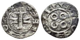France, Melgueil. Uncertain Count or Bishop, 13th century. BI Obol (13.5mm, 0.35g). Maguelonne. Cross with crossbars composed of episcopal mitres; pel...