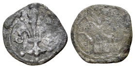 Italy, Florence, Republic (1325-1400). Picciolo (12mm, 0.41g, 6h). Lily. R/ Half bust of St John. B. tav XLIX