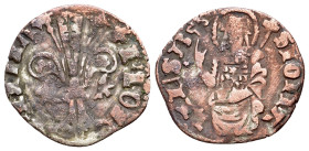 Italy, Florence, Republic (1347-1371). Quattrino (16mm, 0.75g, 11h). Florentine lily. R/ St. John. Cross Symbol. Bignotti tav. LVII Cross Symbol