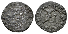 Italy, Lucca, Republic (1369-1799) Picciolo (12mm, 0.46g). Large L. R/ Half bust of the Holy Face, crowned, 3/4 s. CNI 40/46 MIR 147 Bellesia p. 114, ...