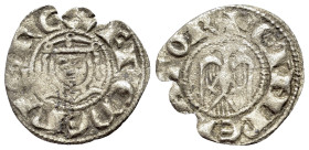 Italy, Sicily, Messina. Enrico VI (1191-1197). BI Denaro (14mm, 0.47g, 3h). In the name of Federico II. Crowned bust facing. R/ Eagle facing, head l. ...