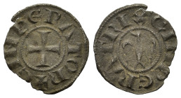 Italy. Sicily. Henry VI, with Constance (1194-1197). Æ Denaro (15mm, 0.5g). Messina(?). ✠ • Є • INPЄRATOR, cross potent. R/ • C • INPERATRIX, eagle st...