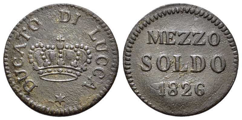 Italy, Lucca. Carlo Ludovico di Borbone (1824-47). Mezzo soldo 1826 (16mm, 1.35g...