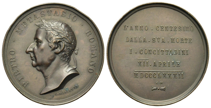 Italy. Pietro Metastasio (1698-1782). 100th Anniversary of his death. Æ Medal 18...