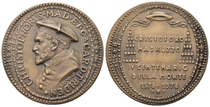 Italy. Cristoforo di Madruzzo (1512-1578). Æ Medal 1978 (50mm, 47,4g). For the 4...