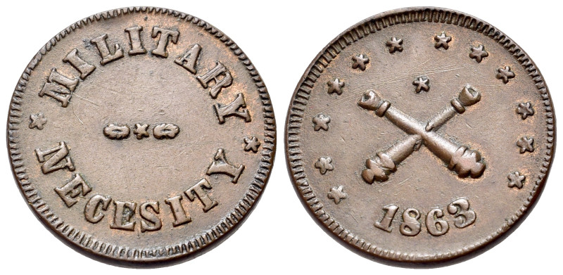 United States, Patriotic Civil War Token 1863 (20mm, 3.80g, 9h). MILITARY NECESS...