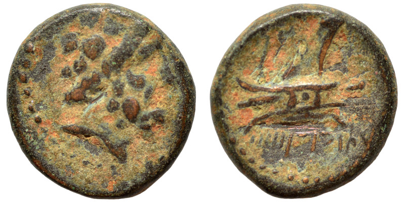 PHOENICIA. Arados. Circa 137-51 BC. Ae (bronze, 3.20 g, 15 mm). Laureate head of...