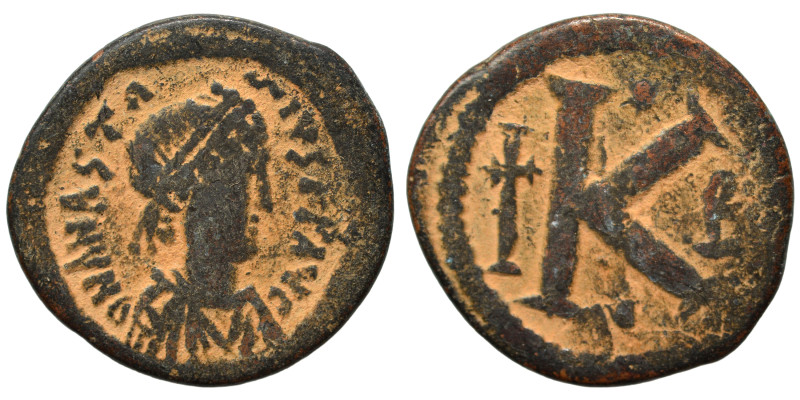 Anastasius I, 491-518. Half follis (bronze, 3.63 g, 20 mm), Constantinople. D N ...