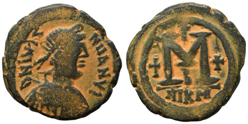 Justin I, 518-527. Follis (bronze, 15.67 g, 30 mm), Nicomedia. D N IVSTINVS P F ...