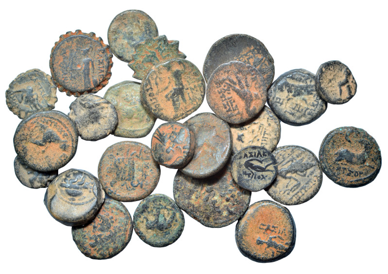 Group lot of circa 25 Ancient Greek coins, some repatinated. G - F. As seen, no ...