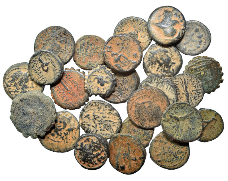 Group lot of circa 25 Ancient Greek coins, some repatinated. G - F. As seen, no ...