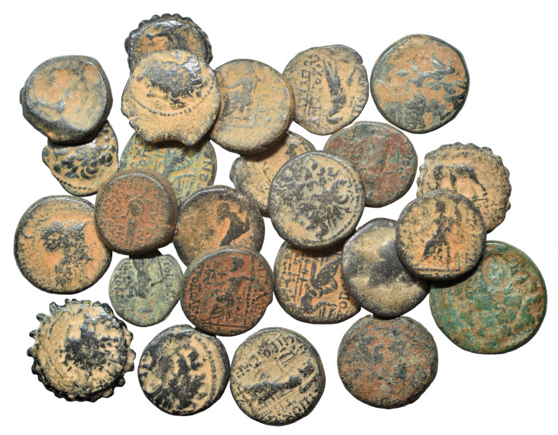 Group lot of circa 25 Ancient Greek coins, some repatinated. G - F. As seen, no ...