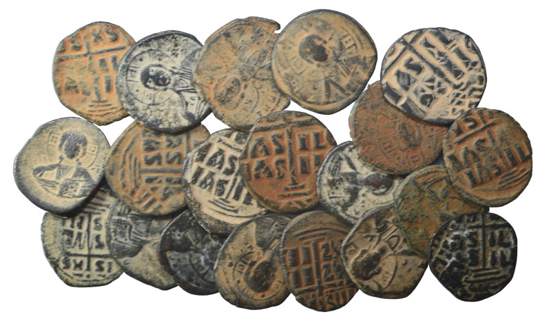 Group lot of circa 20 Byzantine coins, some repatinated. G - F. As seen, no retu...