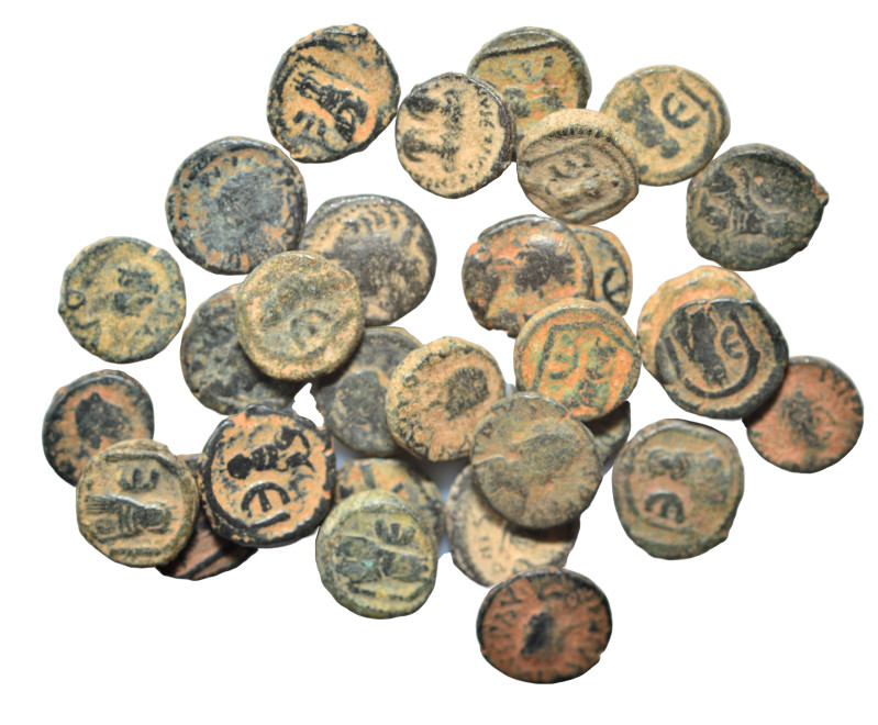 Group lot of 30 Byzantine coins, all Justin I and Justinian I Tyche Pentanummium...