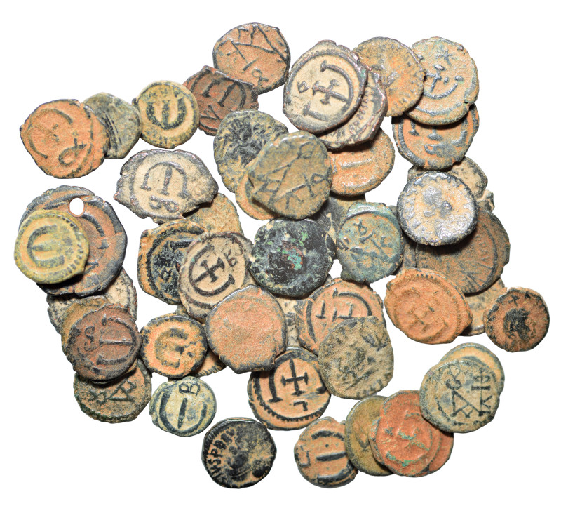 Group lot of 50 Byzantine coins, all Pentanummium; some repatinated. G - F. As s...