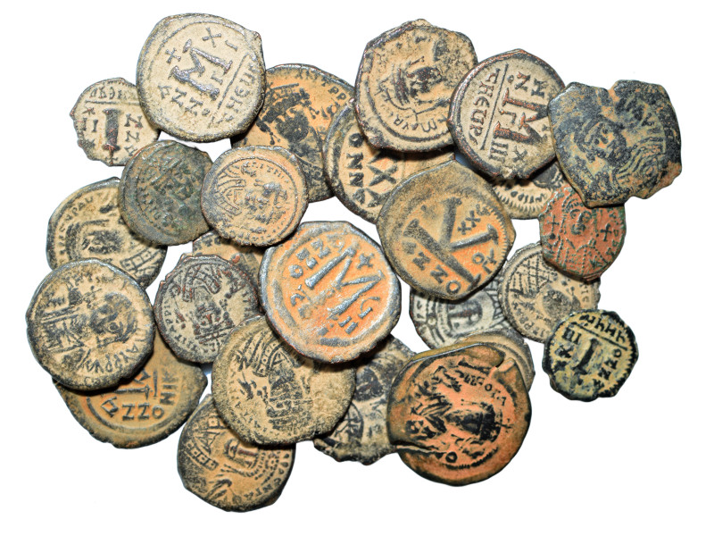 Group lot of circa 25 Byzantine coins, some repatinated. G - F. As seen, no retu...