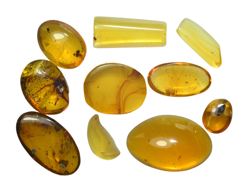 Burmese amber. Group lot of 10 pieces.