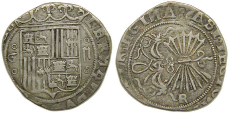 Reyes Católicos (1474-1504). 2 reales. Granada. (Cal. 249). Ag 6,69 gr. Escudo e...