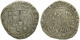 Reyes Católicos (1474-1504). 2 reales. Granada. (Cal. 249). Ag 6,69 gr. Escudo entre G y II. Grado: MBC
