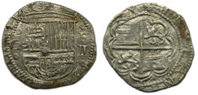 Felipe II (1556-1598). S/F. 2 reales. Granada. (Cal. 462). Ensayador F. Ag. 5,31 gr. Muy RARA. Grado: EBC+