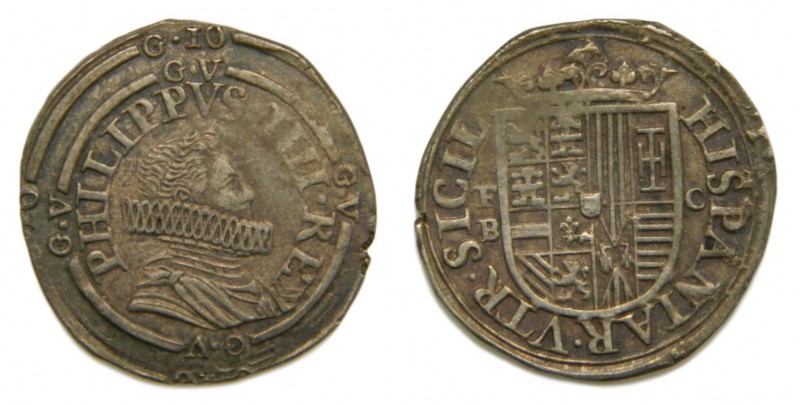 Felipe IV (1621-1665). (1624). Carlino. Nápoles. Ag 2,99 gr. PHILLPPVS IIII REX ...