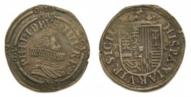 Felipe IV (1621-1665). (1624). Carlino. Nápoles. Ag 2,99 gr. PHILLPPVS IIII REX - Rev: HISPANIAR.VTR.SICIL					 Grado: MBC+