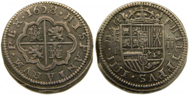 Felipe IV (1621-1665). 1628. P. 2 reales. Segovia. (Cal.933) Ag 6,41 gr.  Grado:...