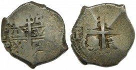 Luis I (1724). 1726. Y. 4 reales. Potosí. (Cal.30a). Ag 14,09. RARA. Grado: MBC